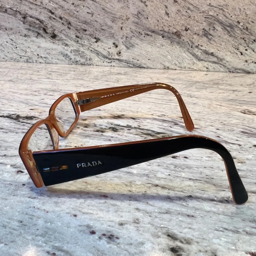 PRADA VPR10F 2BX-101 51mm Black Orange Eyeglasses Frames Italy - Picture 6 of 10